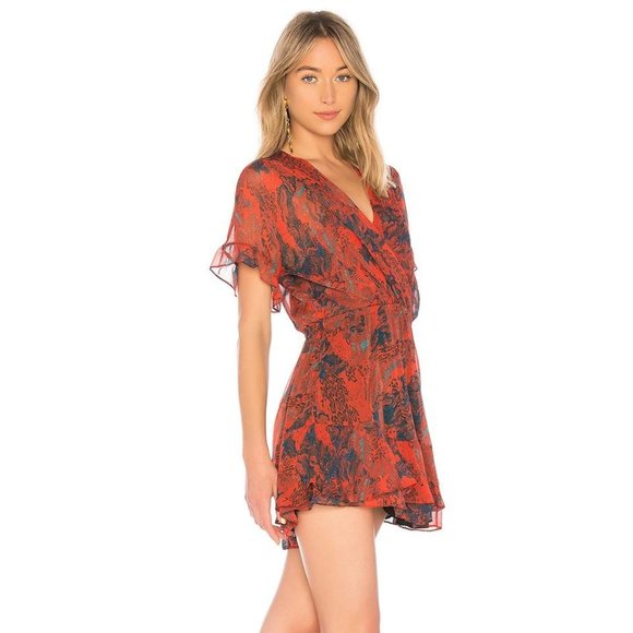 IRO "Kizz" Red and Blue Floral Chiffon Dress - 34 - Picture 7 of 8